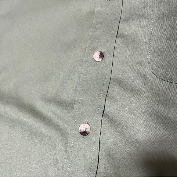 L.L. Bean Men's Shirt Wrinkle Resistant Long Sleeve Button Down 100% Cotton Gree - Picture 6 of 11